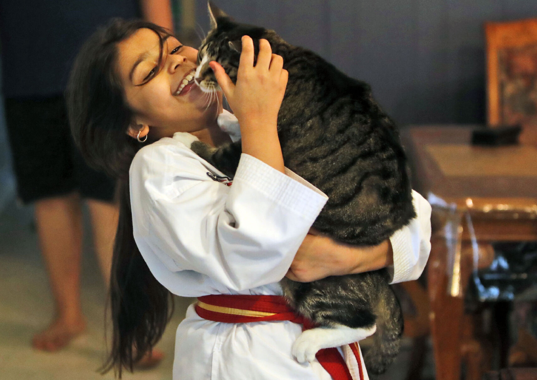Texas girl and her cat